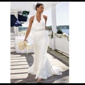 💍 David’s Bridal all over beaded halter dress